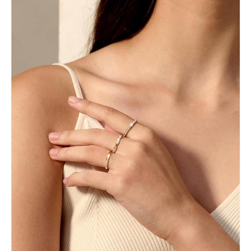 Tewiky Stackable Rings for Women Non Tarnish Dainty Real Rings Set Thumb Fashion Thin Ring Pack Simple Unique Statement Rings Jewlery Women 5/6/7/8/9/10 Fashion for Mother'S Day Gift Jewelry